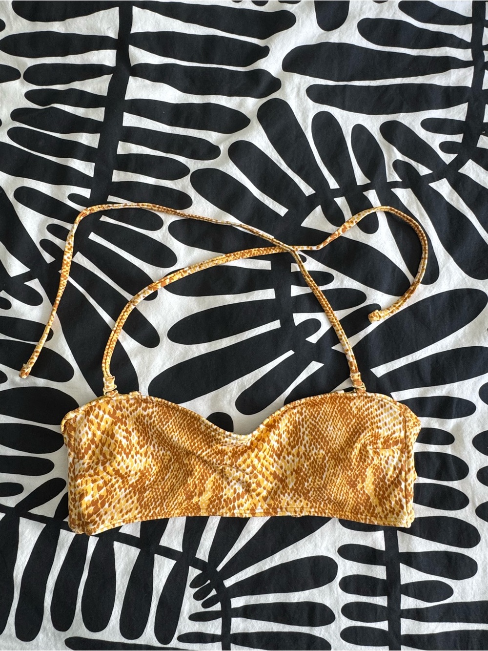 UO Yellow Snake-Print Bandeau Bikini Top